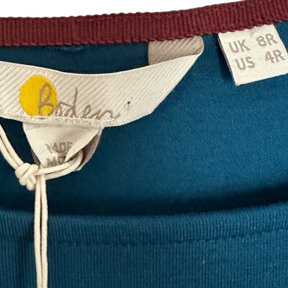 Boden Abigail Teal Jersey Dress  Long Sleeve Stretch NWT Size 8 - Picture 4 of 7